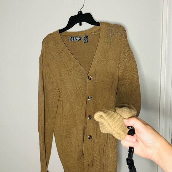 Oscar de La Renta Tan Button Front Classic Oversized Cardigan Sweater Size M - Picture 3 of 9